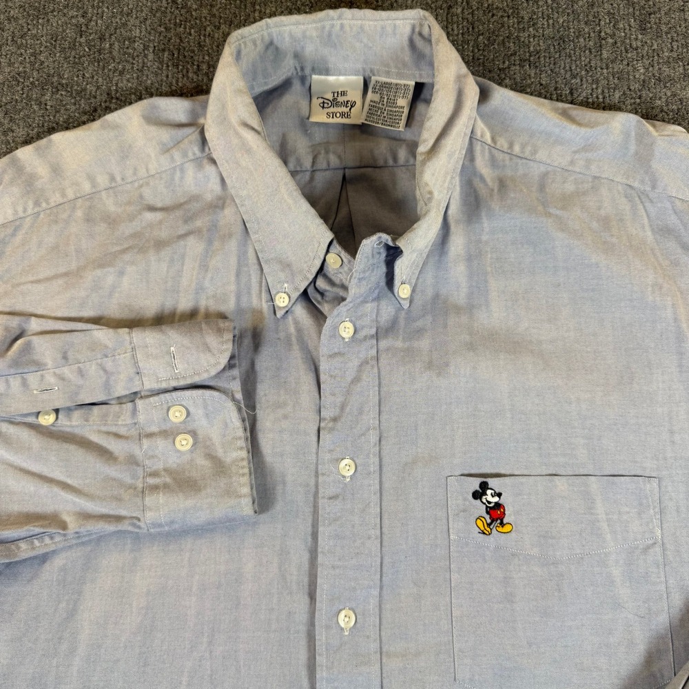 Disney Store Mens XXL Mickey Mouse Embroidered Oxford Button Down Shirt 3273